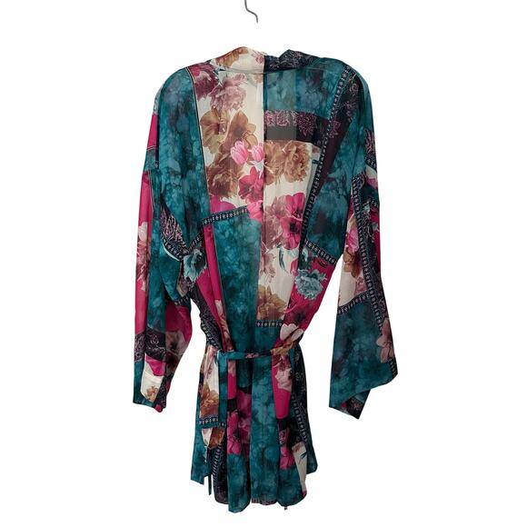 CACIQUE Robe Womens Size 18/20 Multicolored Lucille Patchwork‎ Chiffon Kimono - Picture 5 of 6